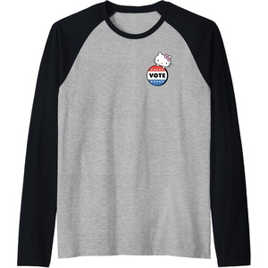image:imageHello Kitty Vote Button Raglan Baseball TeeBlackAthletic Heather