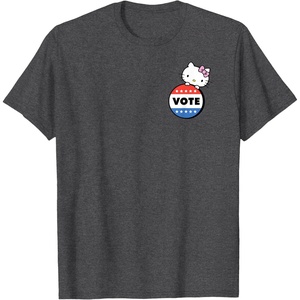 image:imageHello Kitty Vote Button TShirtDark Heather Grey