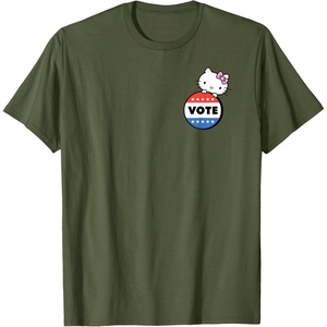 image:imageHello Kitty Vote Button TShirtOlive Green