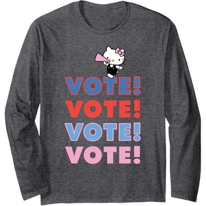 image:imageHello Kitty Vote Cheer Rally Long Sleeve TShirtDark Heather Grey