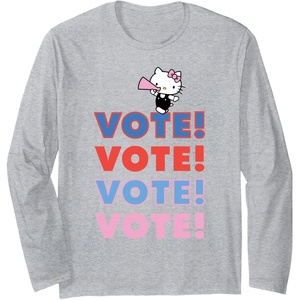 image:imageHello Kitty Vote Cheer Rally Long Sleeve TShirtHeather Grey