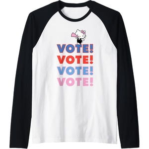 image:imageHello Kitty Vote Cheer Rally Raglan Baseball TeeBlackWhite