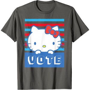 image:imageHello Kitty Vote Stripes TShirtAsphalt Grey