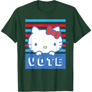 image:imageHello Kitty Vote Stripes TShirtDark Green