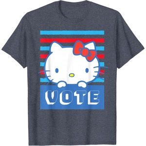 image:imageHello Kitty Vote Stripes TShirtHeather Blue
