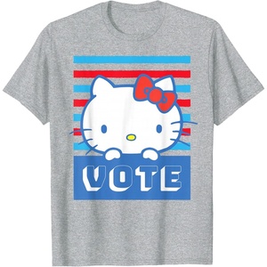 image:imageHello Kitty Vote Stripes TShirtHeather Grey