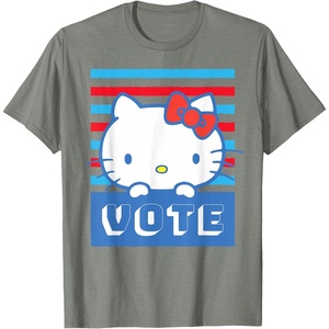 image:imageHello Kitty Vote Stripes TShirtOlive Heather