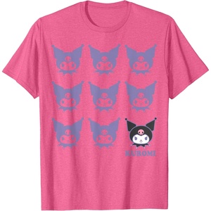 image:imageKuromi Real TShirt  Unisex Kids Adult  Black  Short Sleeve  Cotton 100  SmallPink Heather