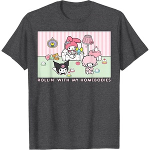 image:imageMy Melody and Kuromi Rollin with My Homebodies TShirt SmallDark Heather Grey