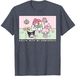 image:imageMy Melody and Kuromi Rollin with My Homebodies TShirt SmallHeather Blue