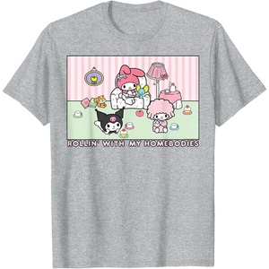 image:imageMy Melody and Kuromi Rollin with My Homebodies TShirt SmallHeather Grey