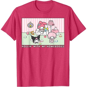 image:imageMy Melody and Kuromi Rollin with My Homebodies TShirt SmallRed Heather