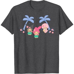 image:imageMy Melody and Kuromi Tropical Hula TShirt SmallDark Heather Grey