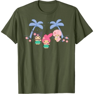 image:imageMy Melody and Kuromi Tropical Hula TShirt SmallOlive Green