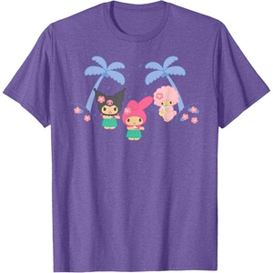 image:imageMy Melody and Kuromi Tropical Hula TShirt SmallPurple Heather