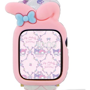 image:imageSonix x Sanrio Apple Watch Cover  Bumper Case for Apple Watch  Protective Silicone Cover  Fits 38mm40mm41mm  Hello Kitty  BlackMy Melody  Pink