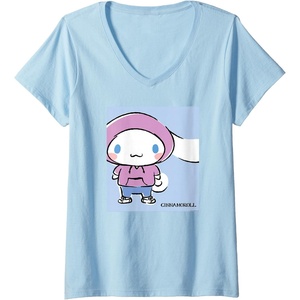 image:imageWomens Cinnamoroll Collection Streetwear Hoodie Print VNeck TShirtBaby Blue