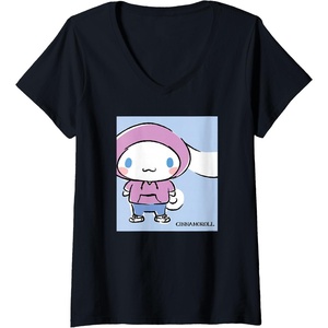 image:imageWomens Cinnamoroll Collection Streetwear Hoodie Print VNeck TShirtBlack