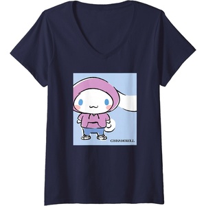 image:imageWomens Cinnamoroll Collection Streetwear Hoodie Print VNeck TShirtNavy Blue