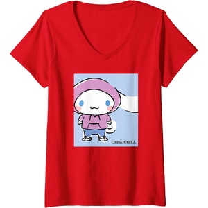 image:imageWomens Cinnamoroll Collection Streetwear Hoodie Print VNeck TShirtRed
