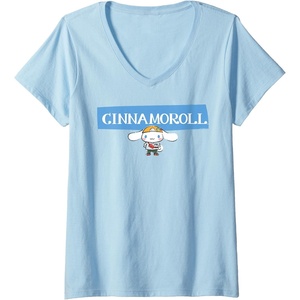 image:imageWomens Cinnamoroll Collection Streetwear Logo VNeck TShirtBaby Blue