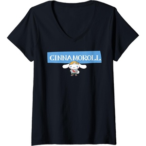 image:imageWomens Cinnamoroll Collection Streetwear Logo VNeck TShirtBlack
