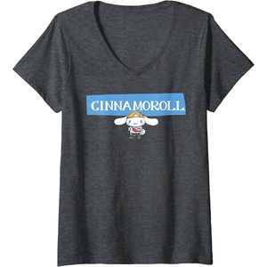 image:imageWomens Cinnamoroll Collection Streetwear Logo VNeck TShirtDark Heather Grey