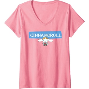 image:imageWomens Cinnamoroll Collection Streetwear Logo VNeck TShirtPink
