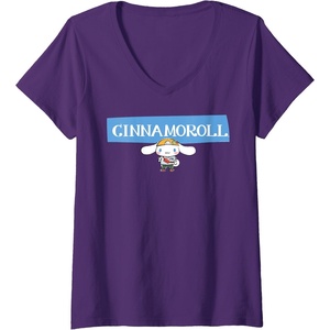 image:imageWomens Cinnamoroll Collection Streetwear Logo VNeck TShirtPurple