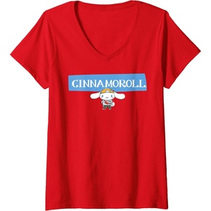 image:imageWomens Cinnamoroll Collection Streetwear Logo VNeck TShirtRed