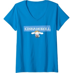 image:imageWomens Cinnamoroll Collection Streetwear Logo VNeck TShirtSapphire Blue