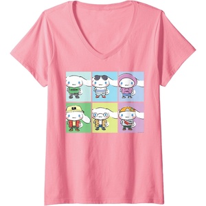 image:imageWomens Cinnamoroll Collection Streetwear Squares VNeck TShirtPink
