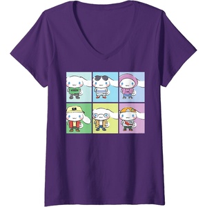 image:imageWomens Cinnamoroll Collection Streetwear Squares VNeck TShirtPurple
