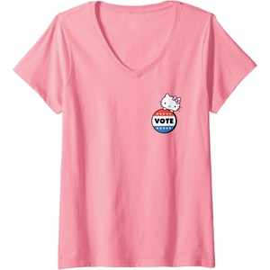 image:imageWomens Hello Kitty Vote Button VNeck TShirtPink