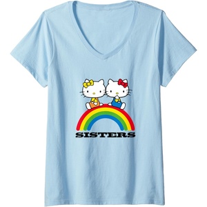 image:imageWomens Hello Kitty and Mimmy Sisters VNeck TShirtBaby Blue