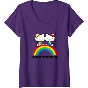 image:imageWomens Hello Kitty and Mimmy Sisters VNeck TShirtPurple