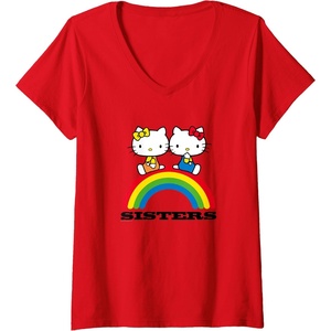 image:imageWomens Hello Kitty and Mimmy Sisters VNeck TShirtRed
