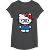 image:imageHello Kitty Distressed Nerd Glasses Tee Shirt TShirtDark Heather Grey