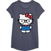 image:imageHello Kitty Distressed Nerd Glasses Tee Shirt TShirtHeather Blue