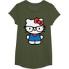 image:imageHello Kitty Distressed Nerd Glasses Tee Shirt TShirtOlive Green