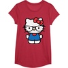 image:imageHello Kitty Distressed Nerd Glasses Tee Shirt TShirtRed Heather