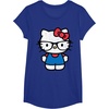 image:imageHello Kitty Distressed Nerd Glasses Tee Shirt TShirtRoyal Blue