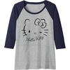 image:imageHello Kitty Winking Raglan Baseball TeeNavy BlueAthletic Heather