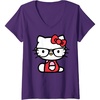 image:imageWomens Hello Kitty Nerd Glasses VNeck TShirt SmallPurple