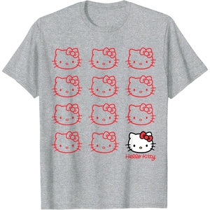 image:imageHello Kitty Classic Fit TShirt  Adult Black Crew Neck CottonPolyester Short SleeveHeather Grey