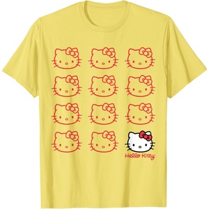 image:imageHello Kitty Classic Fit TShirt  Adult Black Crew Neck CottonPolyester Short SleeveLemon Yellow