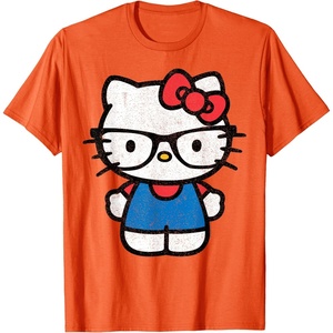 image:imageHello Kitty Distressed Nerd Glasses Tee Shirt TShirtOrange