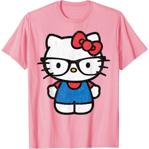 image:imageHello Kitty Distressed Nerd Glasses Tee Shirt TShirtPink