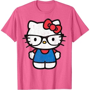 image:imageHello Kitty Distressed Nerd Glasses Tee Shirt TShirtPink Heather