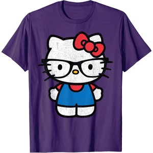 image:imageHello Kitty Distressed Nerd Glasses Tee Shirt TShirtPurple